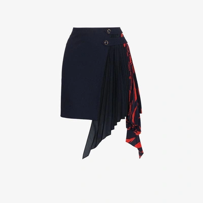 Shop Givenchy Pleated Godet Mini Skirt In Blue