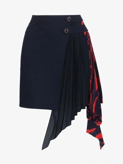 Shop Givenchy Pleated Godet Mini Skirt In Blue