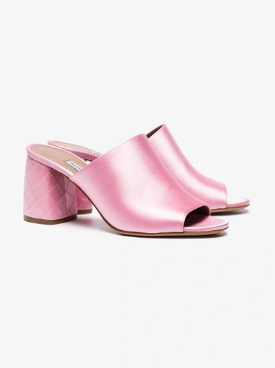 Shop Tabitha Simmons Pink Thelma 75 Silk Mules In Pink&purple