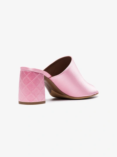 Shop Tabitha Simmons Pink Thelma 75 Silk Mules In Pink&purple