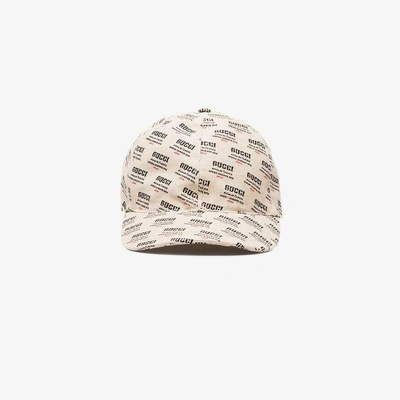 Shop Gucci Ivory Invite Print Baseball Cap In Nude&neutrals