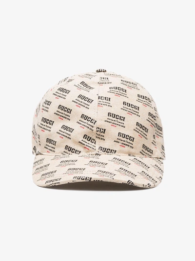 Shop Gucci Ivory Invite Print Baseball Cap In Nude&neutrals