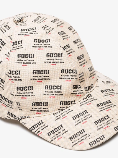 Shop Gucci Ivory Invite Print Baseball Cap In Nude&neutrals