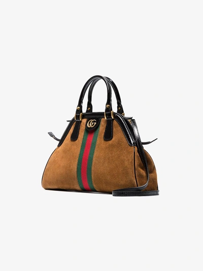 Shop Gucci Brown Small Re(belle) Suede Shoulder Bag