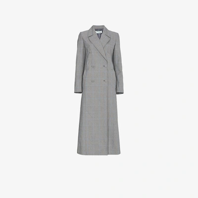 Shop Off-white Double Breasted Check Coat In Grey