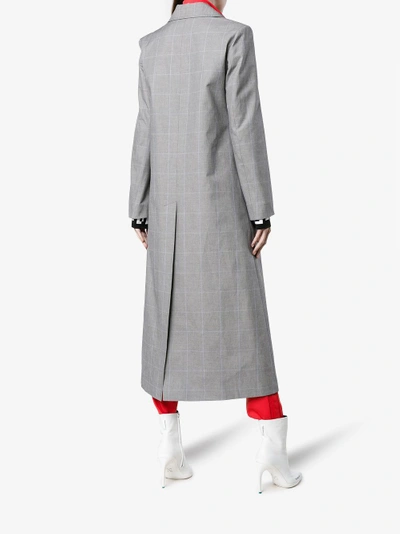 Shop Off-white Double Breasted Check Coat In Grey