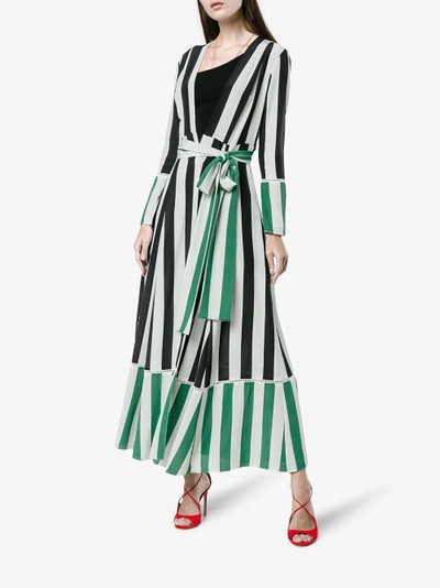 Shop We Are Leone Black And Green Striped Silk Jacket