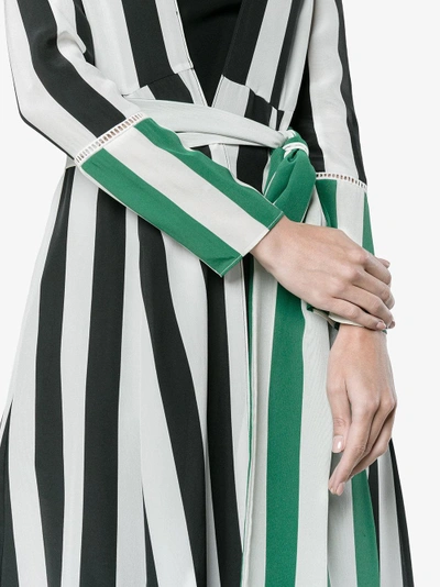 Shop We Are Leone Black And Green Striped Silk Jacket