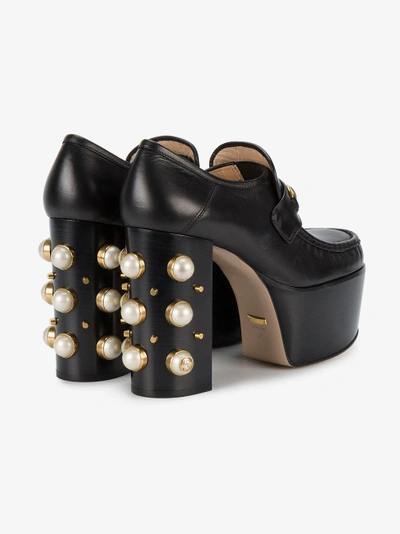 Shop Gucci Studded Heel Horsebit Platform Loafers In Black