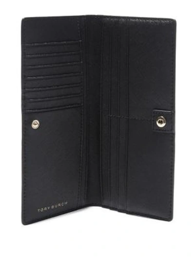 Shop Tory Burch Robinson Slim Leather Wallet In Black