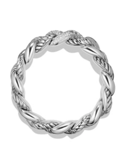 Shop David Yurman Belmont Link Bracelet With Diamonds In Silver