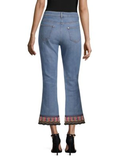 Shop Etro Embroidered Hem Jeans In Light Blue