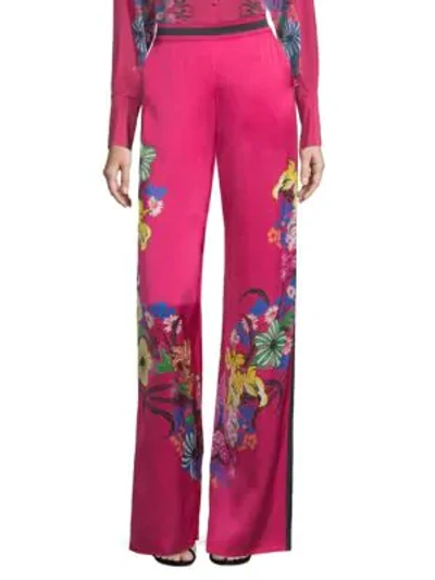Shop Etro Tropical Floral-print Trousers In Pink