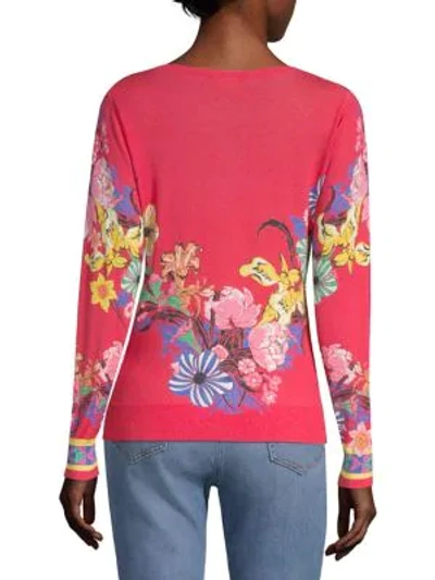 Shop Etro Tropical Floral-print Sweater In Pink