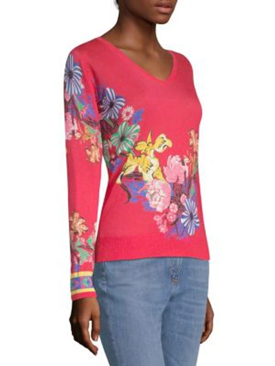 Shop Etro Tropical Floral-print Jumper In Pink