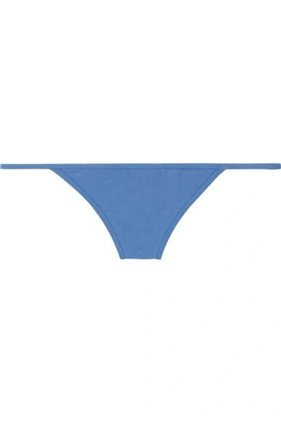 Shop Skin Oriana Stretch-pima Cotton Jersey And Tulle Thong In Blue