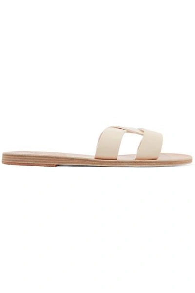 Shop Ancient Greek Sandals Desmos Cutout Leather Slides In White