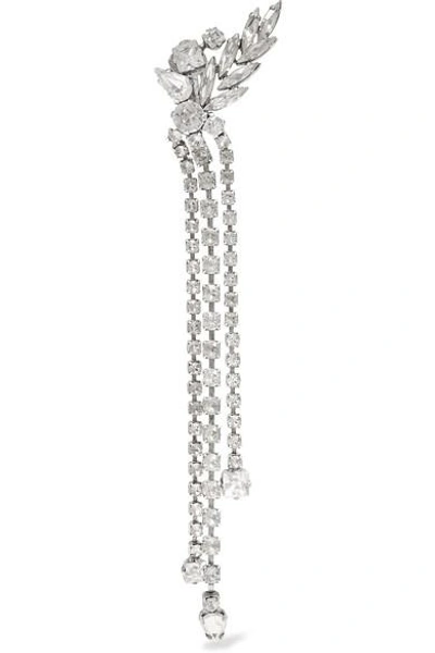 Shop Saint Laurent Silver-plated Crystal Clip Earring