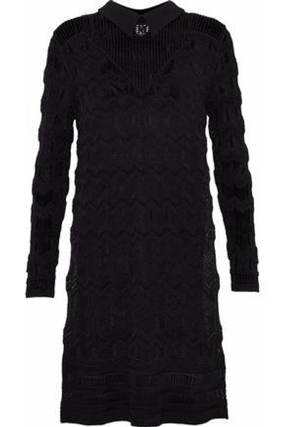 Shop M Missoni Woman Jacquard-knit Shirt Dress Black