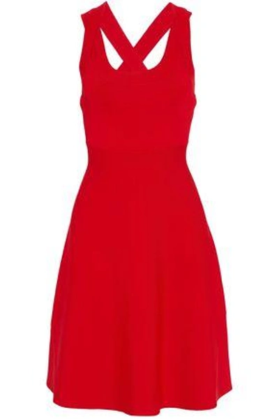 Shop Alexander Wang T Fluted Ribbed Stretch-knit Dress In Red