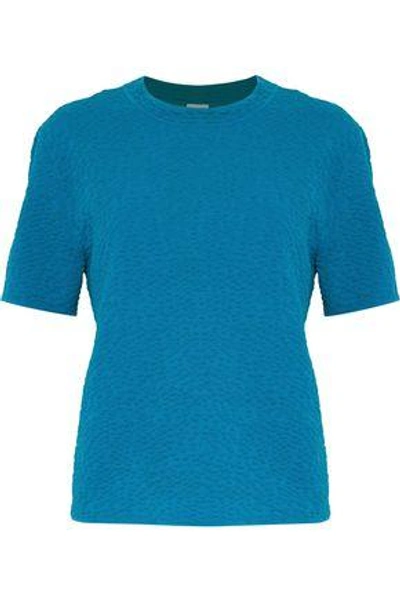 Shop M Missoni Woman Cloqué Stretch-knit Top Blue