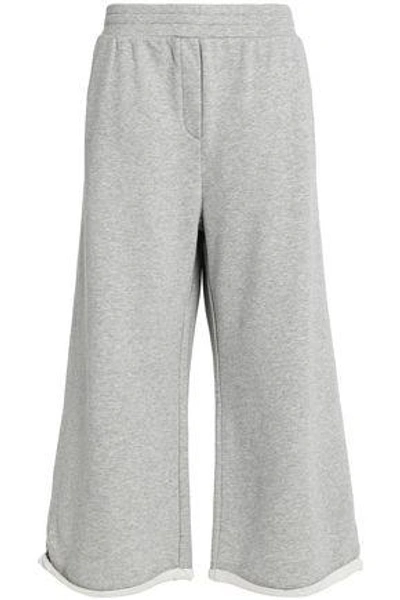 Shop Alexander Wang T Woman Mélange Cotton-blend Terry Wide-leg Pants Gray