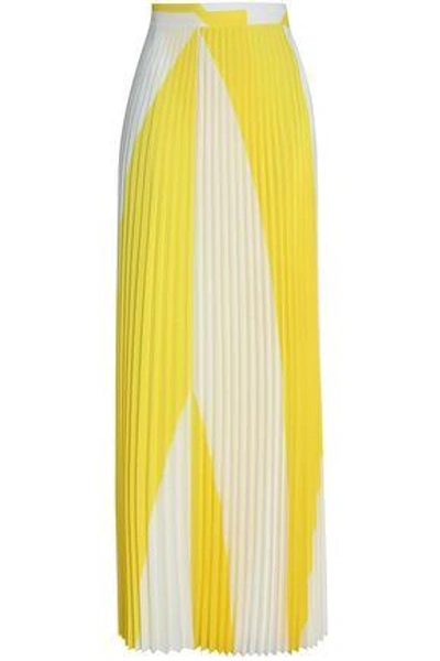 Shop Haider Ackermann Woman Two-tone Pleated Crepe De Chine Maxi Wrap Skirt Yellow