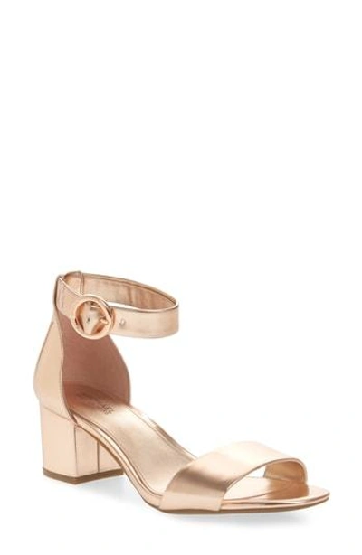 Shop Michael Michael Kors Lena Block Heel Sandal In Rose Gold