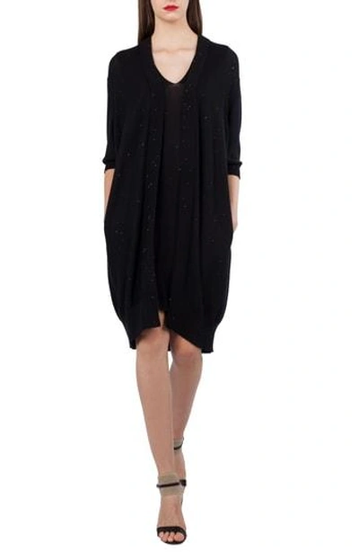 Shop Akris Sequin Knit Silk Blend Cardigan In Black