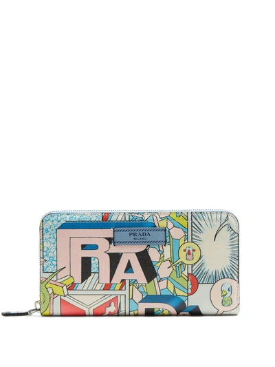 Prada Comic-strip Print Leather Wallet In Multi | ModeSens