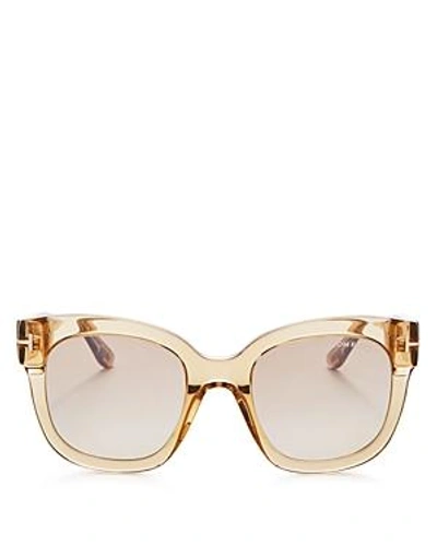 Shop Tom Ford Women's Beatrix Square Sunglasses, 58mm In Shiny Light Brown/brown