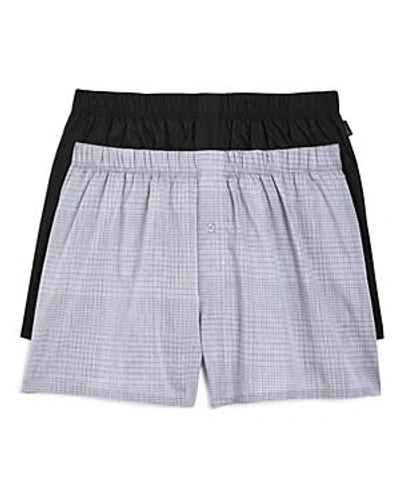 Shop Hanro Fancy Woven Boxers, Pack Of 2 In Subtle Check/black