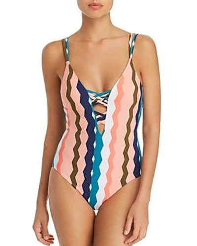 Shop Red Carter Tanzania Strappy Plunge One Piece Swimsuit In Ballet