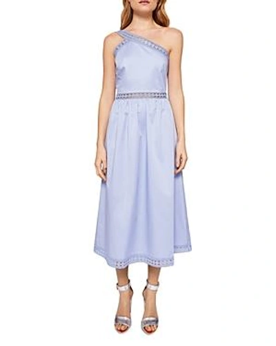 Shop Ted Baker Kallii One-shoulder Midi Dress In Blue