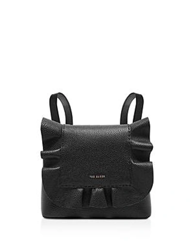 Shop Ted Baker Rammira Ruffle Lady Backpack In Black/rose Gold