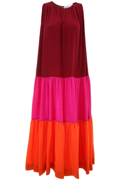 Shop Gianluca Capannolo Long Martha Dress In Burgundy+fuxia+orangerosso