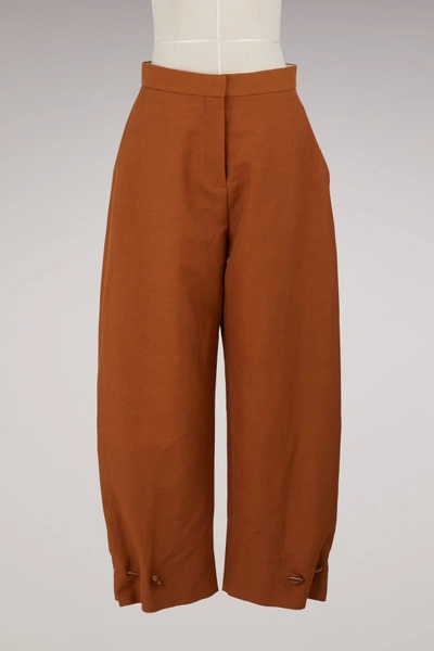 Shop Stella Mccartney Linen Pants In 2200-pecan