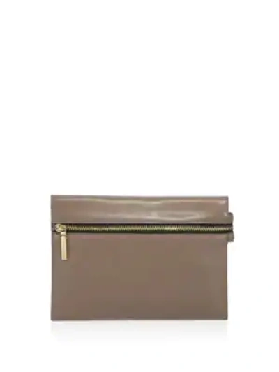 Shop Victoria Beckham Small Leather Zip Pouch In Dove
