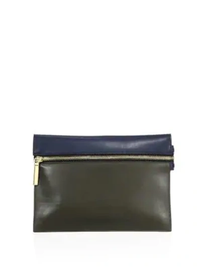 Shop Victoria Beckham Small Leather Zip Pouch In Dove