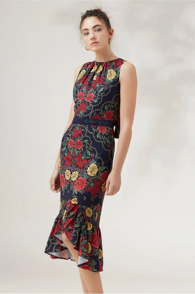 Shop Finders Keepers Arcadia Midi Dress In Navy Floral