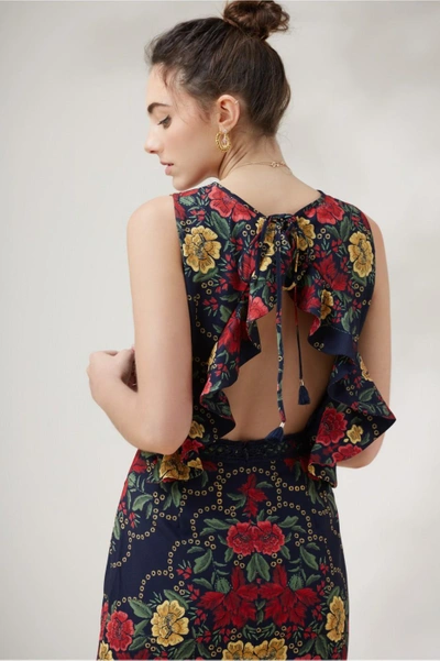 Shop Finders Keepers Arcadia Midi Dress In Navy Floral
