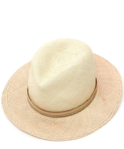 Shop Albertus Swanepoel Two Tone Dyed Panama Hat In White