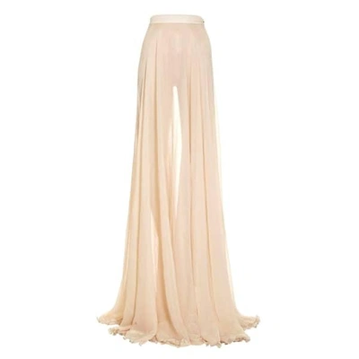 Shop Jiri Kalfar Beige Silk Maxi Skirt