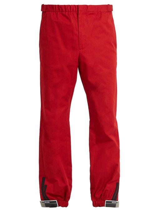 Prada Slim-leg Velcro-cuff Track Pants In Red | ModeSens