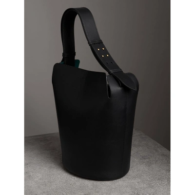 Shop Burberry The Large Leather Bucket Bag In Black
