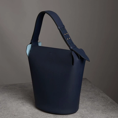 Shop Burberry The Large Leather Bucket Bag In Mid Indigo