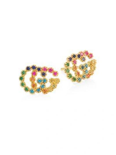Shop Gucci Women's 18k Yellow Gold Sapphire, Topaz & Tsavorite Earrings