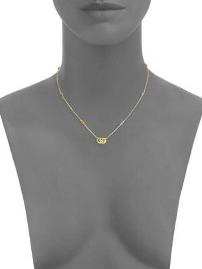 Shop Gucci 18k Yellow Gold, Sapphire, Topaz & Tsavorite Necklace