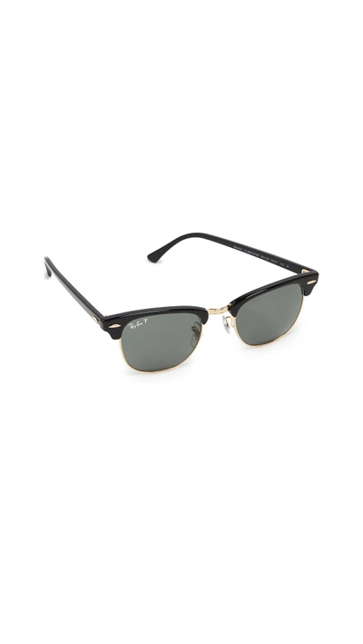 Shop Ray Ban Rb3016 Clubmaster Polarized Sunglasses In Black/green