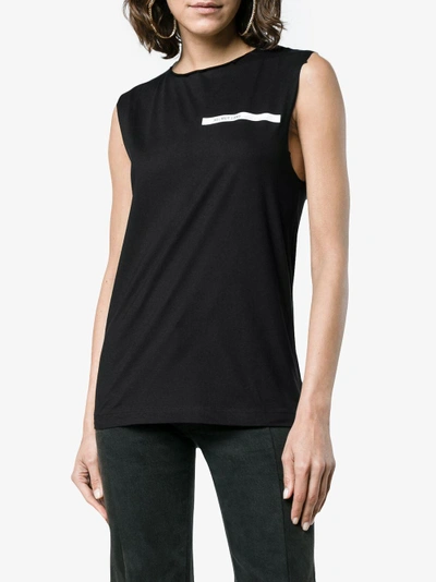 Shop Helmut Lang Sleeveless Raw Edge Muscle T Shirt In Black